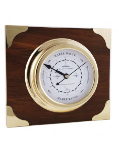 BRASS CASE TIDE INDICATOR ON WOODEN BOARD