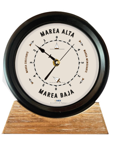 RELOJ DE MAREAS SOBRE BASE DE MADERA