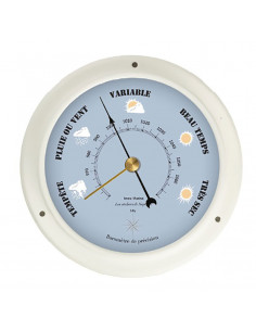 BARÓMETRO EN MARCO DE METAL PINTADO EN BLANCO / AZUL MARINO 2