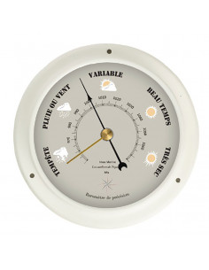 BARÓMETRO EN MARCO DE METAL PINTADO EN BLANCO / AZUL MARINO 2