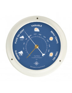WHITE OR NAVY BLUE PAINTED METAL BAROMETER