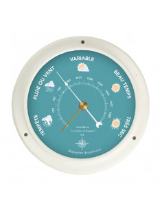 WHITE OR NAVY BLUE PAINTED METAL BAROMETER