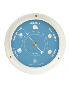 WHITE OR NAVY BLUE PAINTED METAL BAROMETER