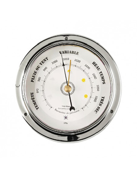 BAROMÈTRE EN LAITON CHROMÉ