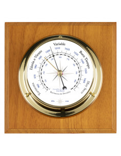 BRASS BAROMETER ON WOODEN BOARD 2