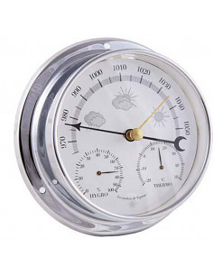 WEATHER STATION IN CHROME BRASS FRAME: BAROMETER,... 2